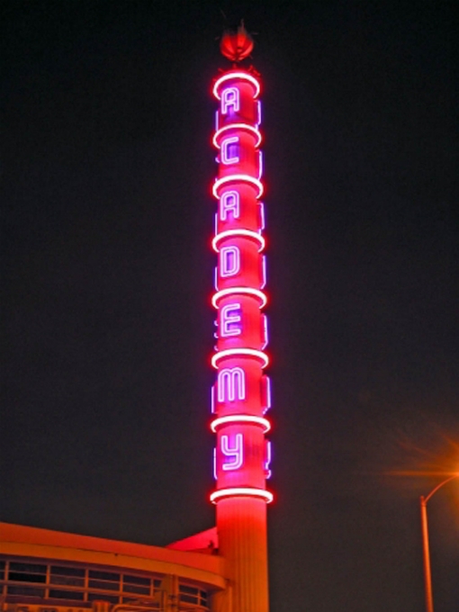 Academy Theater at night