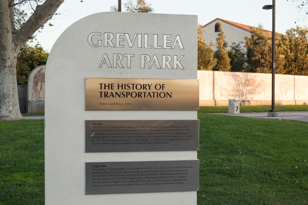When the mural was resited, the City installed signposts to highlight some of the features of the mural and the conservation process 