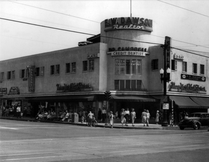 Manchester Blvd and Market Street - circa 1940 - photo courtesy of the Inglewood Public Library Collection